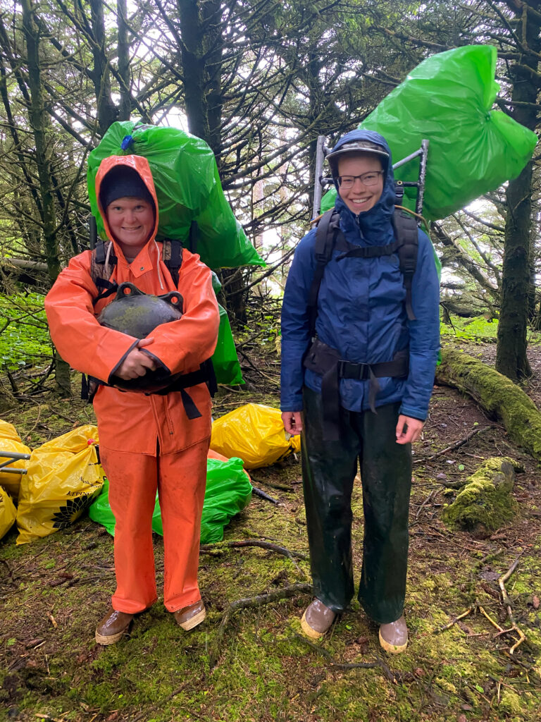 two people in rain gear