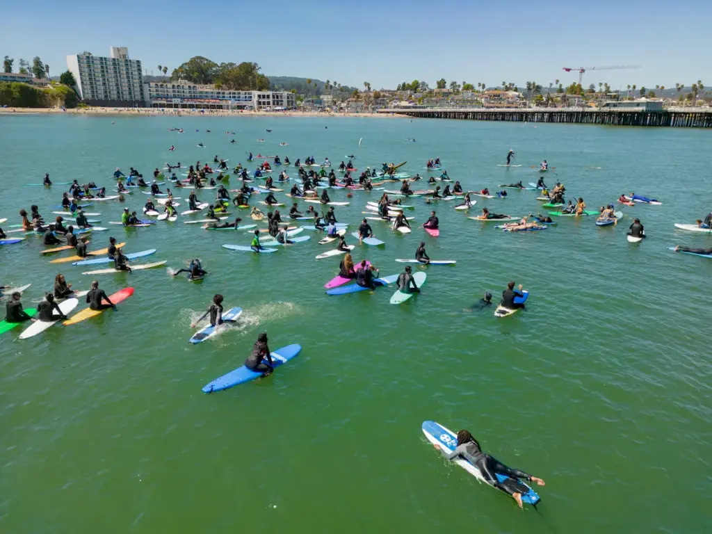 People on surf boards in the ocean