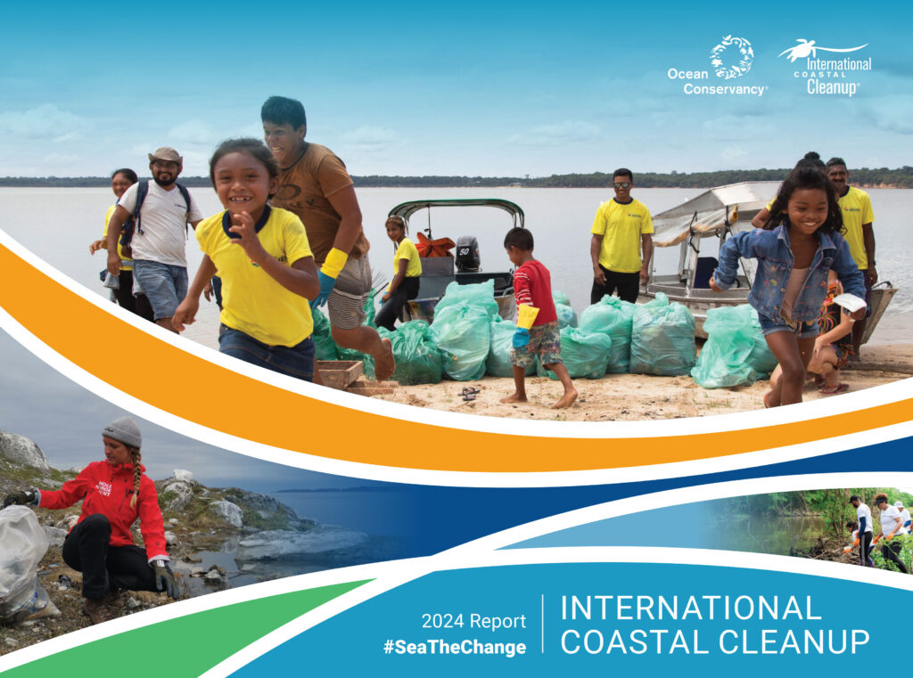 Cover page of the 2024 International Coastal Cleanup Data Report #SeaTheChange